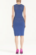 Blue Printed knit  dress  28098