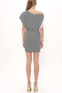 Black Asymmetric cut mini dress 90644