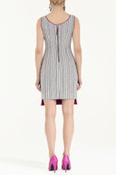 Black White Striped cotton midi dress 90658