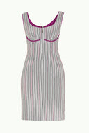 Black White Striped cotton midi dress 90658