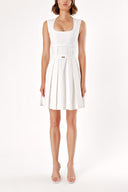 White Strap pleated mini dress 90703