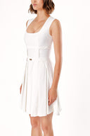 White Strap pleated mini dress 90703