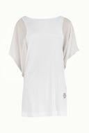 White Silk chiffon garnished  mini  dress  90750