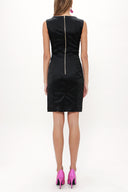 Black Anthracite Contrast belted  Slim fit  mini  dress  90794