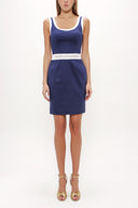 Navy Blue Metal detail cotton  mini dress  90799