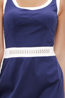 Navy Blue Metal detail cotton  mini dress  90799