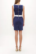 Navy Blue Metal detail cotton  mini dress  90799