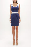Navy Blue Metal detail cotton  mini dress  90799