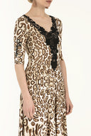 Ginger Guipure leopardskin  pattern mini  dress  90824