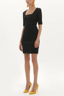Black Square neck dress mini 90847