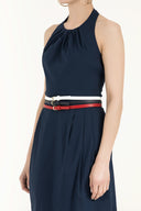 Navy Blue Belted poplin mini dress 90929