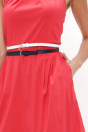Red Belted poplin mini dress 90929