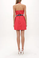 Red Belted poplin mini dress 90929
