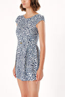 Blue LEOPARD PATTERNED COTTON DRESS 91012