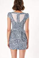 Blue LEOPARD PATTERNED COTTON DRESS 91012