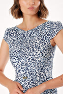 Blue LEOPARD PATTERNED COTTON DRESS 91012