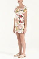 Ecru Printed Woven  mini Dress   91021