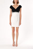 Ecru LACE DETAILED V-NECK DRESS 91051