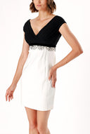 Ecru LACE DETAILED V-NECK DRESS 91051