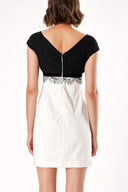 Ecru LACE DETAILED V-NECK DRESS 91051