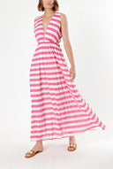 Fuchsia V-NECK STRIPED KNITTED DRESS 91103