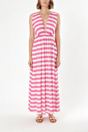 Fuchsia V-NECK STRIPED KNITTED DRESS 91103