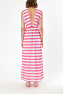 Fuchsia V-NECK STRIPED KNITTED DRESS 91103