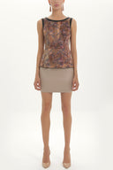 Beige Patterned mini dress 91106