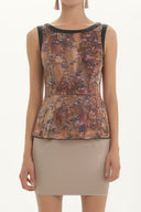 Beige Patterned mini dress 91106