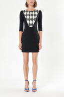 Black STONE PATTERN SLIM FIT DRESS 91109