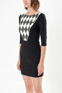 Black STONE PATTERN SLIM FIT DRESS 91109