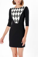 Black STONE PATTERN SLIM FIT DRESS 91109