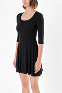 Black Belted elbow sleeve mini dress 91218