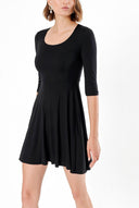 Black Belted elbow sleeve mini dress 91218