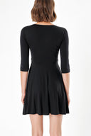 Black Belted elbow sleeve mini dress 91218