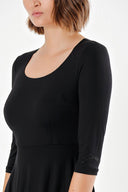 Black Belted elbow sleeve mini dress 91218