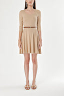 Beige Belted elbow sleeve mini dress 91218
