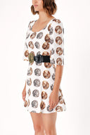 Beige PATTERNED BELL DRESS 91331