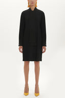 Black Crepe mini dress with bowtie on the neck 91355