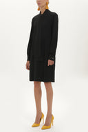 Black Crepe mini dress with bowtie on the neck 91355