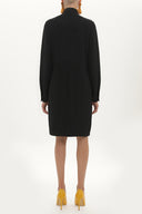 Black Crepe mini dress with bowtie on the neck 91355