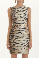 Black Patterned, sateen mini dress 91358