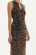 Black Leopardskin strappy  maxi chiffon maxi dress  91364