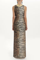 Black Leopardskin strappy  maxi chiffon maxi dress  91364