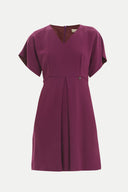 Purple V-neck Pleated skirt mini dress 91417