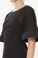 Black Chiffon and zip detail dress 91427