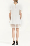 White Net fabric mix  mini dress  91434