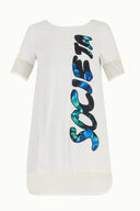 White Net fabric mix  mini dress  91434