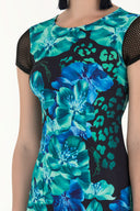 Exotic Flowers Net fabric mix  Printed maxi dress  91435