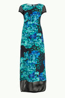 Exotic Flowers Net fabric mix  Printed maxi dress  91435